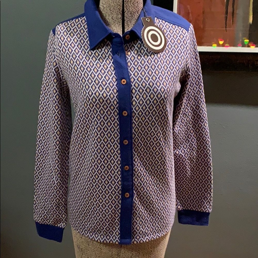 4funkyflavours Shades Of Violet/Gold Geo Print Top